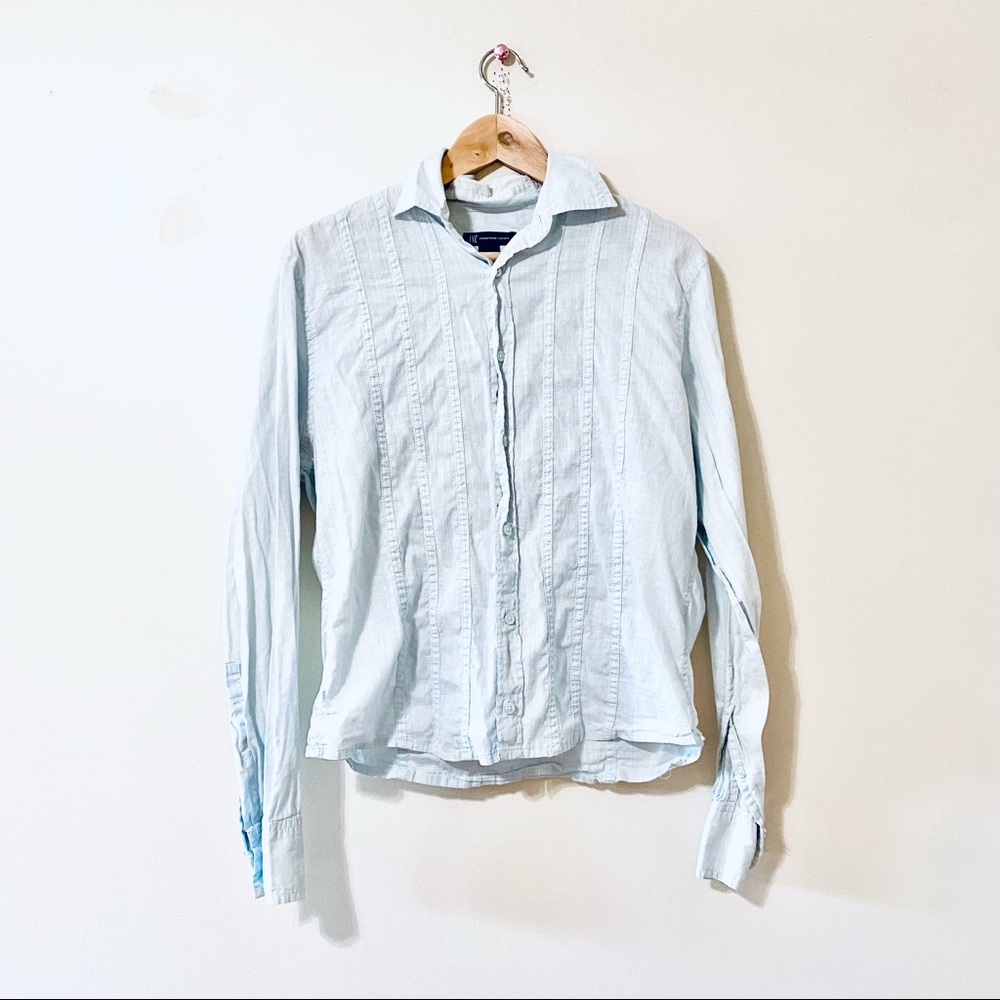 INC International Concepts casual button down shirt blue cotton S